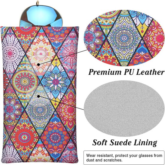 Brillenkoker, 2 stuks draagbare zonnebrillen etui met kliksluiting brillenkoker zachte bril beschermhoes leesbrillenetui voor dames met reinigingsdoekje