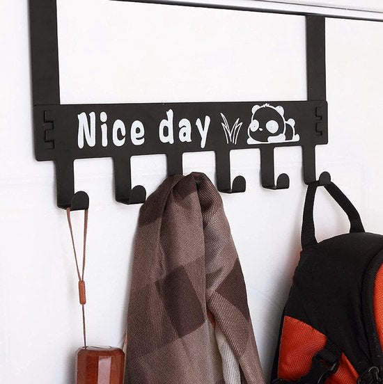 2 Pack White Black Door Coat Rack with 6 Hooks for Coat Hat Bathroom Bedroom Kitchen Bathroom