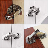 Pack of 4 Cabinet Hinges Metal Screw-On Hinges Opening Angle 90° Furniture Hinges Door Corner Stop with Screws for Furniture Cabinet Door Kitchen Cabinet