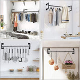 Kledingrek, zwart, kledingroede, 120 cm, hangend kledingrek, afneembaar ijzeren kledingrek, wandrailplank, ruimtebesparende ruimte voor maximaal 60 kg