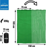 Microvezel fleece deken met slaapzakfunctie, afmetingen 185 x 150 cm, ca. 690 g, microvezel campingdekenslaapzak, licht, klein, rechthoekig