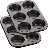 Koekjes- en muffinvorm - Muffinvorm voor 6 muffins - Koolstofstaal met antiaanbaklaag - Set van 2