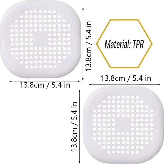 2 stuks herbruikbare siliconen afvoerzeef- douche, haarvanger, badkuip, afvoerafdekking, voor badkamer, badkuip en keuken (2x wit)