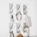 Zelfklevende haken, extra sterk, houdt tot 6 kg, metalen deurhaken, handdoekhaken, roestvrij, zelfklevende haken, douchehaken zonder boren, zilver, 6 stuks