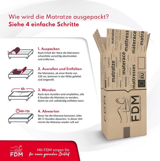 Schuimstofmatras, 70 x 160 cm, matras, 12 cm hoogte, hardheidsgraad H3 (middelhard), polyurethaanschuim, tweezijdig, afneembaar, wasbaar