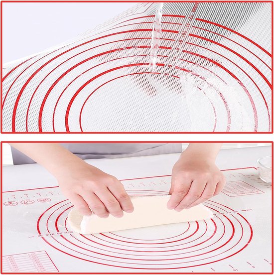 2-delige bakmat, antislip siliconen mat keuken, siliconen bakmat, gemakkelijk schoon te maken, herbruikbare broodbakaccessoires, antiaanbaklaag deegmat met maatvoering