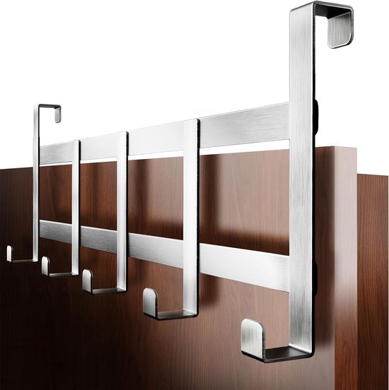 Deurkapstok, roestvrijstalen deurhaakrail om op te hangen, universeel, ruimtebesparend - deurkapstokdeur, massieve deurhaken om op te hangen