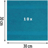 10 stuks zeepdoekjes Palermo 100% katoen grootte 30x30 cm (petrol)