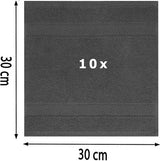 Palermo 10 stuks zeepdoekjes, zeepdoekjes, set van 100% katoen, afmetingen 30 x 30 cm, kleur antraciet