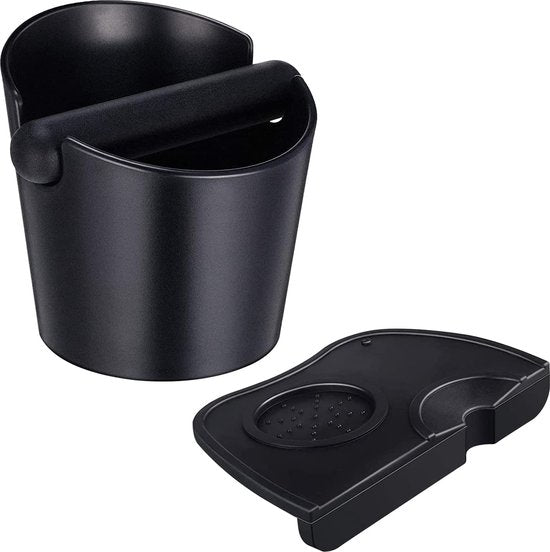 2 stuks espresso-afklopcontainers, zeefhouders en koffietamper, mat, siliconen, Knock Box espresso afslagdoos, aanstampmat, anti-slip afslagcontainer voor elke barista-accessoires.