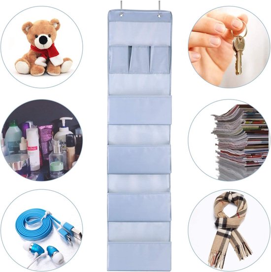 Hangende organizer 7 zakken met 2 haken, multifunctioneel hangend over de deur organizer, hangtas voor kinderkamer woonkamer slaapkamer