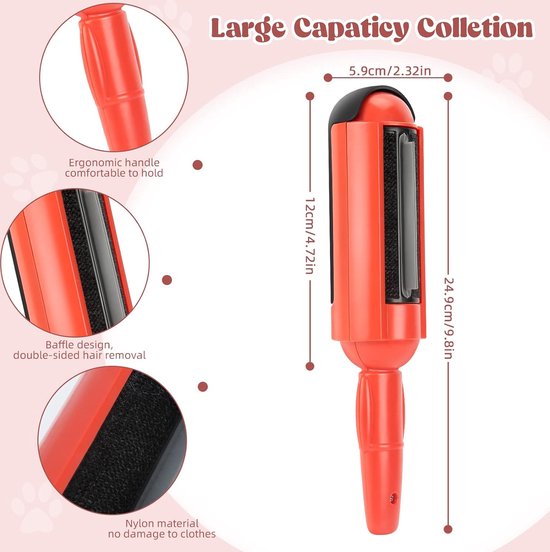 Dierenhaarverwijderaar, pluizenroller, dierenhaar, kattenhaarverwijderaar, hondenhaarverwijdering, pluizenborstel, herbruikbaar voor dierenhaar, kattenhaar, banken, bedden, kleding, tapijten