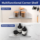 Hoekplank, doucheplank, 304 roestvrij staal, zonder boren, voor badkamer, shampoohouder, organizer, vierkant gat 253 x 253 x 355 mm, geborsteld