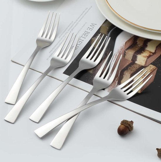 Taartvorken/dessertvorken, 16 stuks, 6,5 inch (16,5 cm), vierkante handgreep, vork, hoogwaardige roestvrijstalen vorken, vaatwasmachinebestendig, spiegelgepolijste vorken voor huis, restaurants,