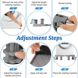 Basisframe wasmachine 8 voet 4 wielen, basisframe wasmachine kan tot 300 kg dragen, maat verstelbaar (41-62 cm), antislip en schokabsorberend, platform voor wasmachine en droger