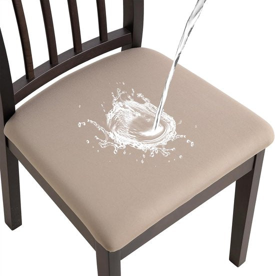 Jacquard Eetkamerstoel Stoelhoezen- Stretch Spandex, Geen rugleuning - Eetkamerstoel Stoelbeschermer Hoes - Verwijderbaar Wasbaar voor hoge bureaustoelen - Kaki Glad - 4 stuks