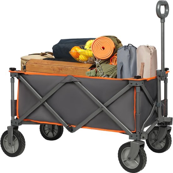 Opvouwbare bolderkar, met snelspannende stof, vouwwagen, transportwagen, draagbaar, strandwagen, tuinwagen, belastbaar tot 100 kg, voor camping, tuin, winkelen