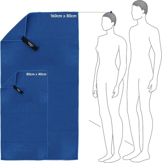 Microvezelhanddoekenset van 2 (160 x 80 cm grote badhanddoek + 80 x 40 cm kleine handdoek), compacte en sneldrogende microvezelhanddoeken, sporthanddoek, reishanddoek, strandlaken