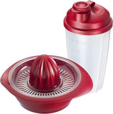 Fitnessset 2-delig, citrus- en sinaasappelpers en dressingshaker, inhoud: elk 0,5 l, kunststof, mixery, limota, rood/transparant