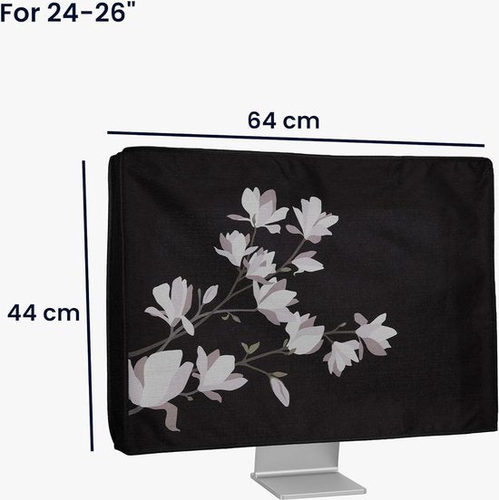 Linnen hoes compatibel met 24-26 inch monitor - beschermhoes stofbescherming afdekking voor pc-scherm - computerscherm cover stofkap - magnolia