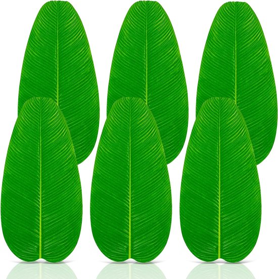 6 stuks kunstbananenbladeren, grote kunsttropische bladeren, groene bananenblad voor Hawaiian Luau party, thuis, keuken, bruiloftsfeest, woondecoratie
