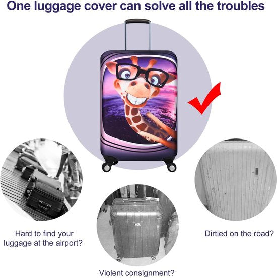 3D-printontwerp Reiskoffer Beschermende trolleykofferhoes 19"-30" hoes (L (past op 26"-28" trolleykoffer), Giraffe