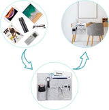 Bedorganizer, nachtkastje organizer, vilten bedplank organizer met flessenhouder voor boek, tijdschriften, iPad, mobiele telefoon, afstandsbediening - lichtgrijs