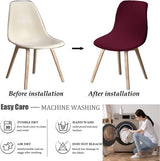 Shell Stoelhoezen Retro Stoelhoezen - Stretch Spandex Print Lounge Hoek - Stoelhoezen voor Eetkamer Keuken Feest Banket Club Home Decor (Wijnrood, Set van 4)