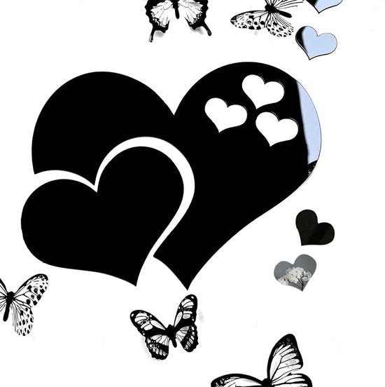 Set van 2 explosieveilige zelfklevende acrylspiegels, ideaal voor wanddecoratie in de badkamer, woonkamer en slaapkamer (zwart)