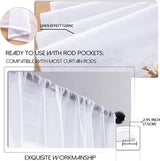 Voile gordijnen met oogjes, halftransparant, kort, linnenlook, voorhang, vitrage, wit, 145 x 140 cm (h x b) voor woonkamer, slaapkamer, kinderkamer, set van 2