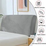 Beschermhoes voor het hoofdbord van het bed, zachte stretch, fluweel, stofdicht, beschermhoes voor gevoerd hoofdeinde (150-170 cm, donkergrijs)