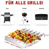 Grillspiesen van roestvrij staal, robuuste sjasliekspiesen met grillframe en praktische tas, 6 x lange spiesjes