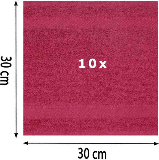 Palermo, 10 stuks, zeepdoekjes, zeepdoekjes, set van 100% katoen, afmetingen 30 x 30 cm (cranberry)