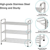 Schoenenrek, Schoenenrekken 3 niveaus roestvrij staal, schoen organisator voor maximaal 9-12 paar schoenen, schoenenrek voor Woonkamer, kledingkast en Hal, 68 x 26 x 55 cm