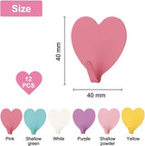 12 stuks zelfklevende haken, roestvrij staal, zelfklevende haken, kledinghaken, wandhaken, garderobehaken, kleurrijke plakhaken, hartvorm, wandhaken, zelfklevend, waterdicht zonder boren, kledinghaken, wandhaken, plakken