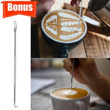 Melkkannetje roestvrij staal, 350 ml 600 ml melkkan met latte art pen, melkschuimkannetje, melk, voor espresson, cappuccino en laté, koffie barista accessoires, zilver