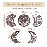 Wanddecoratie slaapkamer mood deco - boho wanddecoratie woonkamer maanfasen wanddecoratie set van 5 hout decoratie bruin