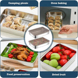 2 stuks roestvrijstalen vershouddozen: snijdoos met luchtdichte deksels, voedselconserveringsdoos voor vlees, kaas, herbruikbare stapelbare roestvrijstalen doos, vaatwasser/oven/vriezer