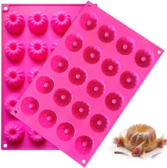 2 stuks mini tulbandvorm, siliconen bakvorm, tulband met antiaanbaklaag, siliconen vorm, tulbandvorm, 29 x 19 cm, kleine siliconen bakvorm voor muffins cupcakes, brownies, cake, pudding