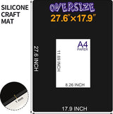 siliconenmat groot, 70 x 50 cm, siliconen mat voor epoxyhars, zwart, 1,3 mm dikke siliconen knutselmat, siliconen onderlegger, anti-aanbak antislip tafelmat, knutselonderlegger, voor giethars,
