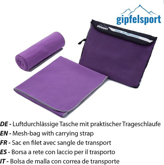 Microvezel handdoek, voor sauna, fitness en sport - strandhanddoek, sporthanddoek - 140x70cm - Paars