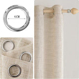Curtains Linen Look with Eyelets Voile Linen Curtain Linen Curtains Living Room Modern Window Curtain Children's Room Kitchen Curtains Tab-Top Curtain Set of 2 140 x 145 cm Brownish White