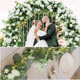 Eucalyptusdecoratie, 4 pakken, 1,5 m lange kunstmatige eucalyptusslinger met witte gipskruidbloemen, kunstmatige hangplant voor bruidsboeket