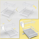 Afdruiprek voor servies, wit, afdruiprek en vaatwashandhouder, klein afdruiprek voor 1-3 personen, afdruiprek