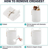 Gevlochten wasmand, speelgoedopberger, opbergmand met handvat, handgemaakt katoen (puur wit, 38 cm (D) x 50 cm (H))