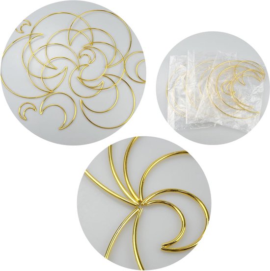Pack of 12 Gold Dream Catcher Rings Metal Rings for Crafts Metal Moon Hoops Dream Catcher Metal for DIY Crafts Dream Catcher and Wreath Wedding Decor (20/15/10/5 cm)