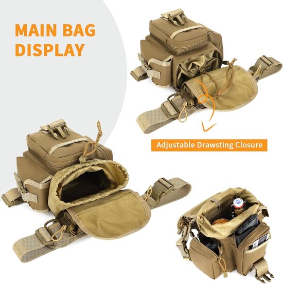 beenzak, militaire beenzak, heuptas, sport, tactische beenzak, legertas, waterafstotend, riemtas, gereedschapstas, tas voor benen, heren, dames, motorfiets, wandelen, outdoor