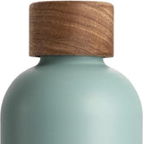 Roestvrij stalen drinkfles, 500 ml, thermosfles 0,5 l met acaciahouten deksel, geïsoleerde waterfles, lekvrij bij koolzuur, thermosfles 500 ml - Aqua Turquoise