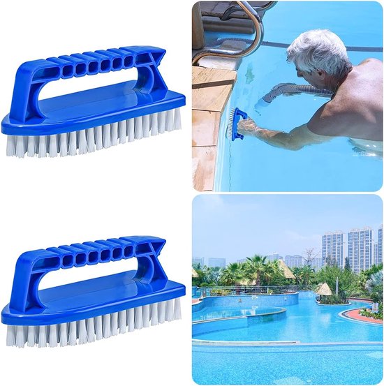 Zwembadsponsborstels, 4 stuks, zwembadreiniging, handschrobber, kunststof, zwembadborstel, herbruikbaar, met handvat voor het reinigen van vuil en mos