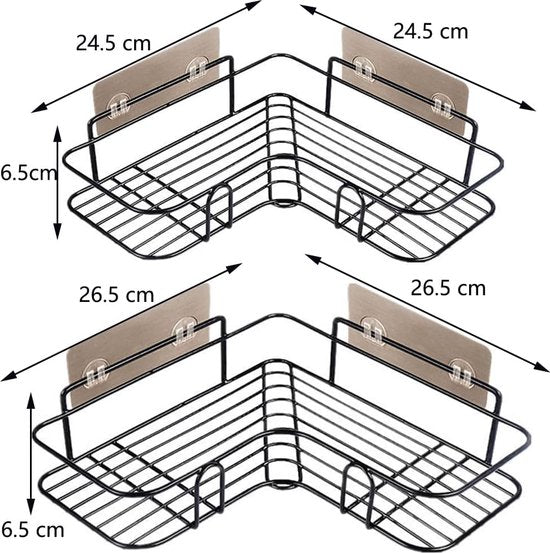 2 stuks hoekdoucheplanken, douchemand zonder boren, hoekplank, doucheplank, wandmontage, sponshouder, badkamerplanken, voor badkamer/keuken